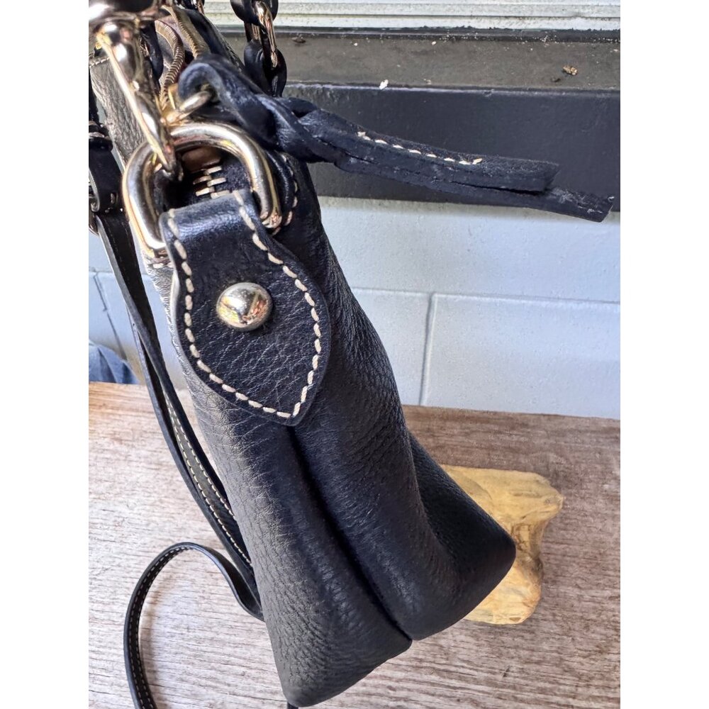 Dooney & Bourke Black Pebble Leather Satchel Crossbody Bag Top Handle Purse - Picture 9 of 10